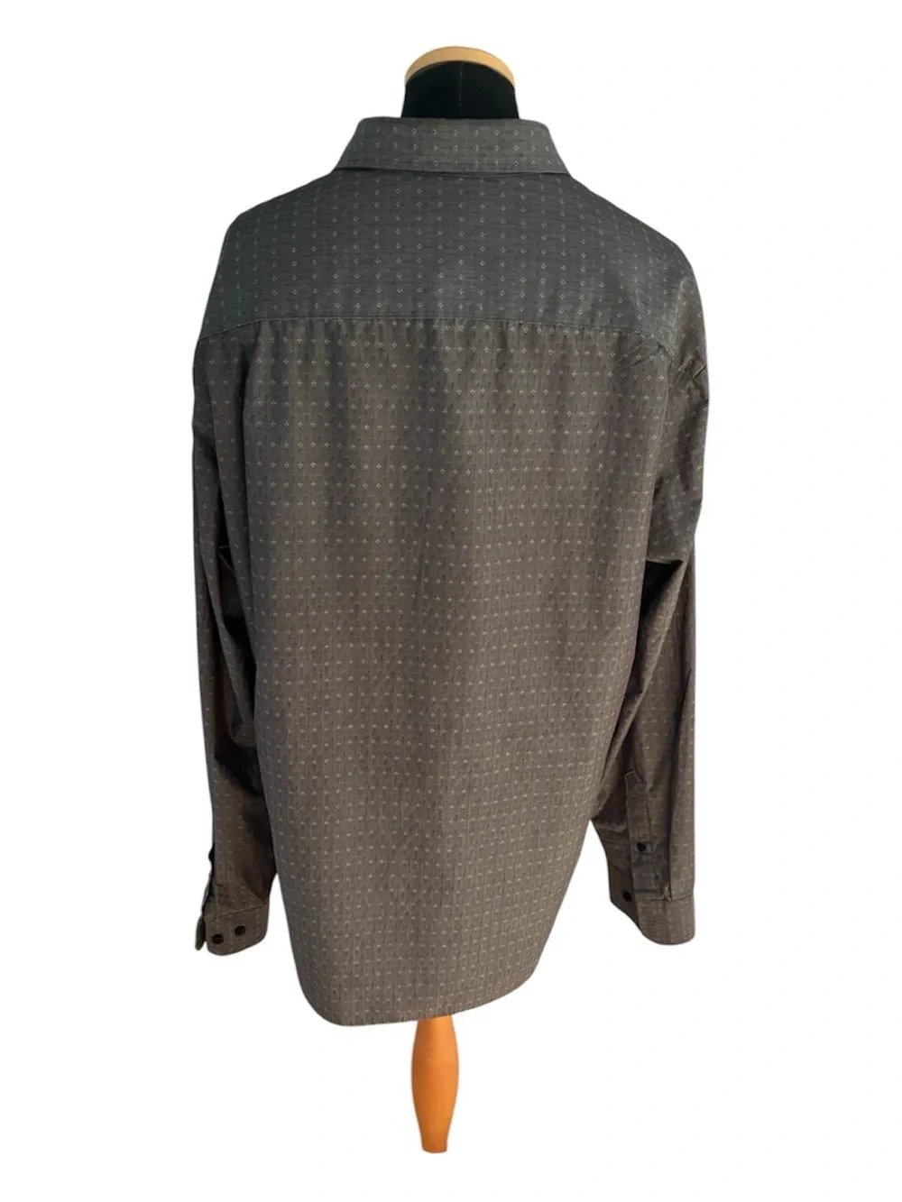 Van Heusen Men XL Gray Geo Diamond Print Long Sleeve Button Front Dress Shirt